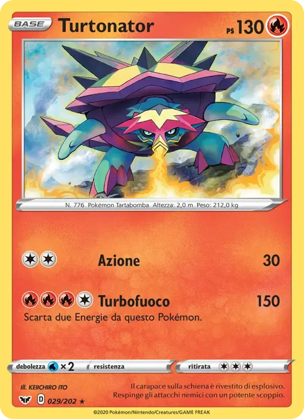 Turtonator — Spada e Scudo 29 Italian Pokémon card