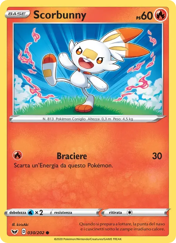 Scorbunny — Spada e Scudo 30 Italian Pokémon card