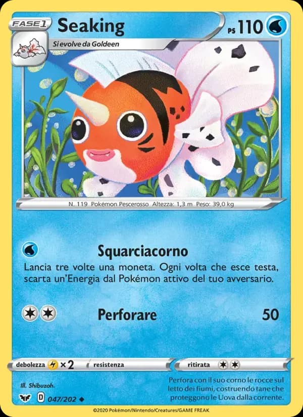 Seaking — Spada e Scudo 47 Italian Pokémon card