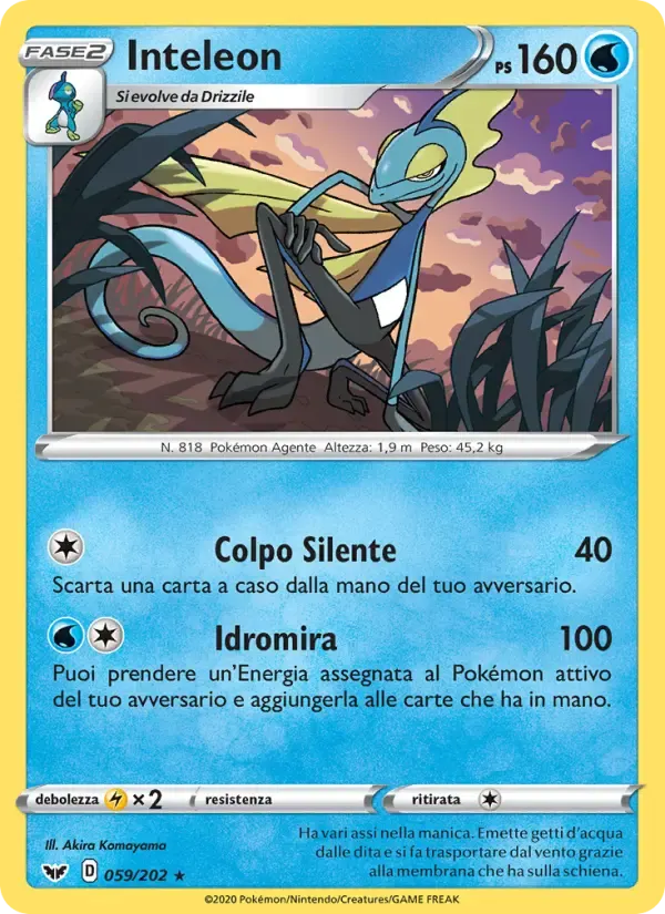 Inteleon — Spada e Scudo 59 Italian Pokémon card