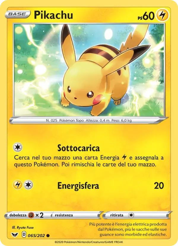 Pikachu — Spada e Scudo 65 Italian Pokémon card