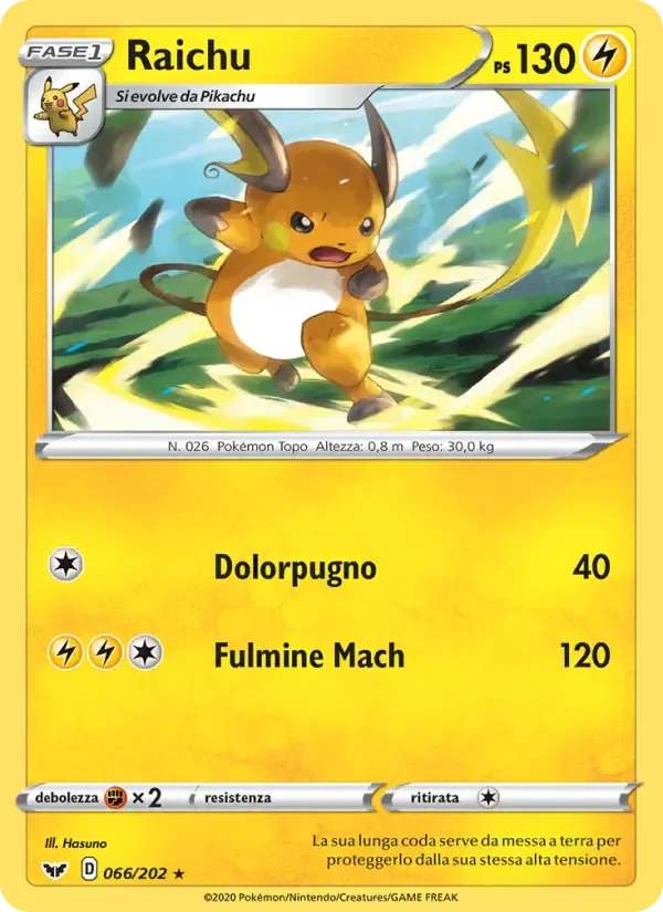 Raichu — Spada e Scudo 66 Italian Pokémon card