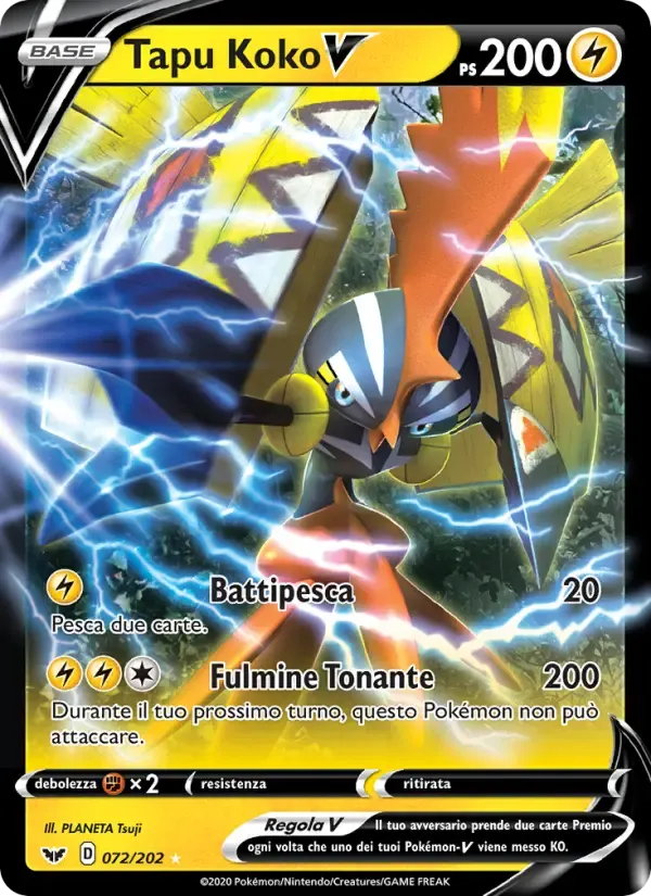 Tapu Koko V — Spada e Scudo 72 Italian Pokémon card