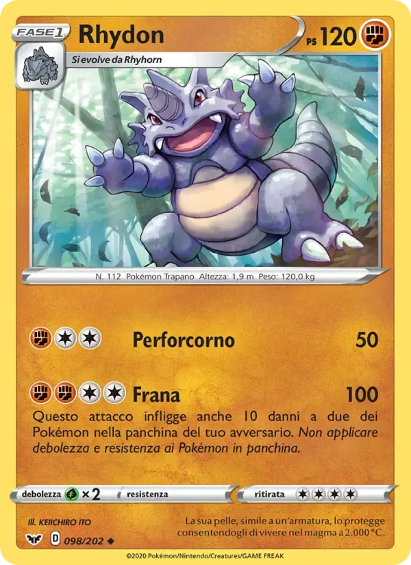 Rhydon — Spada e Scudo 98 Italian Pokémon card