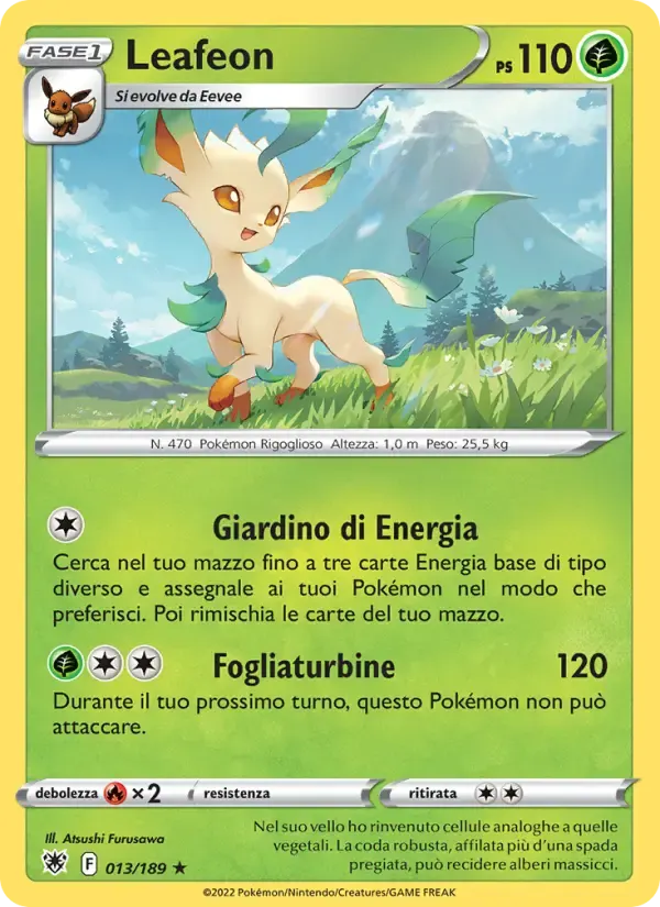 Leafeon — Lucentezza Siderale 13 Italian Pokémon card