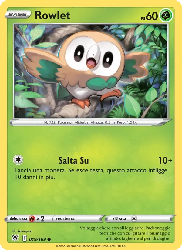 Rowlet — Lucentezza Siderale 19 Italian Pokémon card