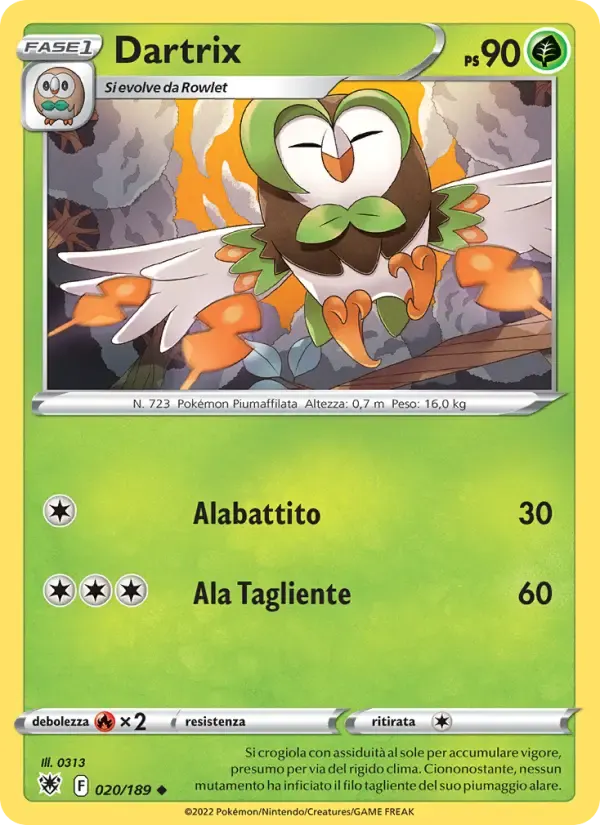 Dartrix — Lucentezza Siderale 20 Italian Pokémon card