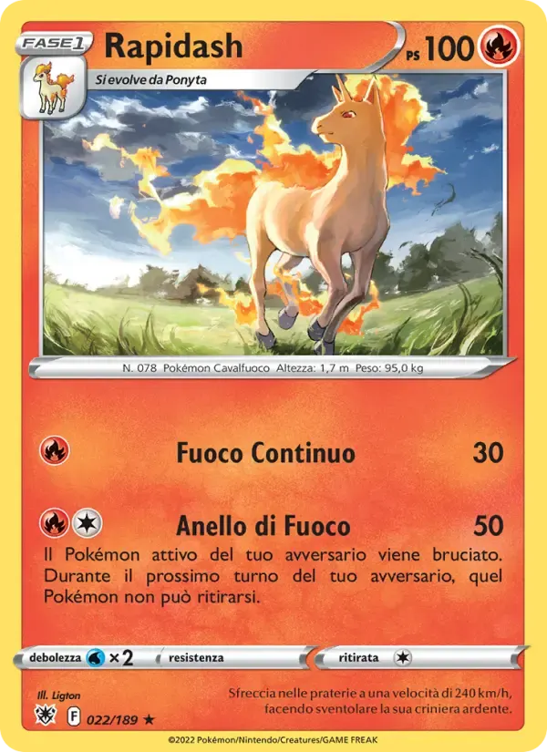 Rapidash — Lucentezza Siderale 22 Italian Pokémon card