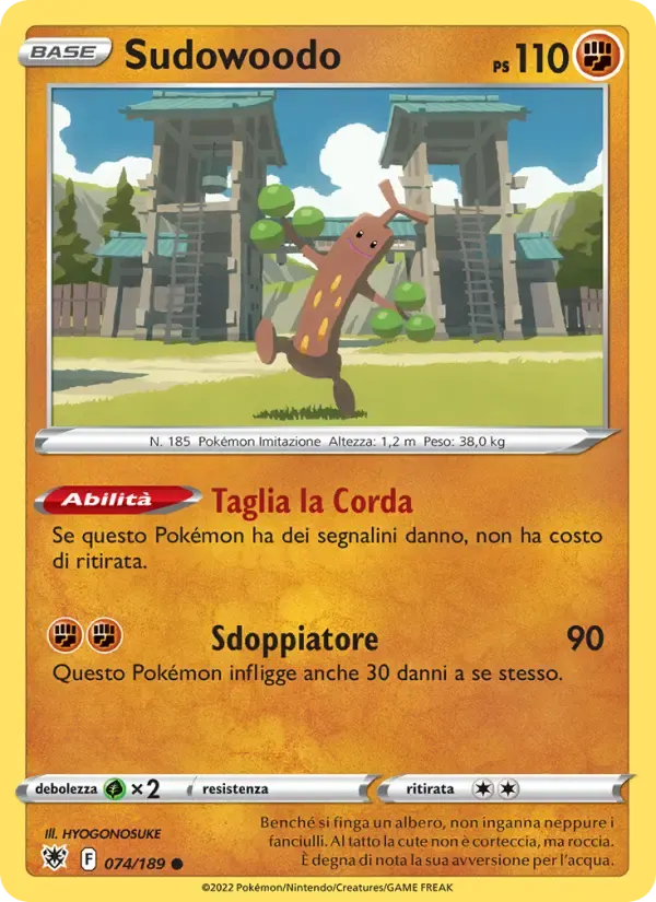 Sudowoodo — Lucentezza Siderale 74 Italian Pokémon card