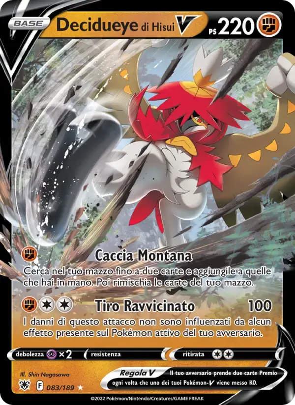 Decidueye di Hisui V — Lucentezza Siderale 83 Italian Pokémon card