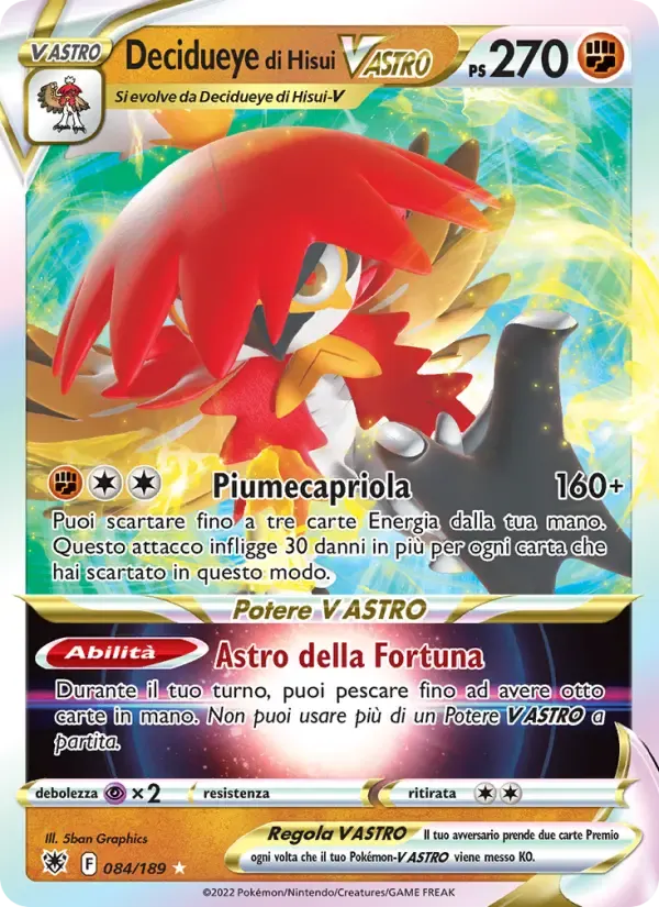 Decidueye di Hisui V ASTRO — Lucentezza Siderale 84 Italian Pokémon card