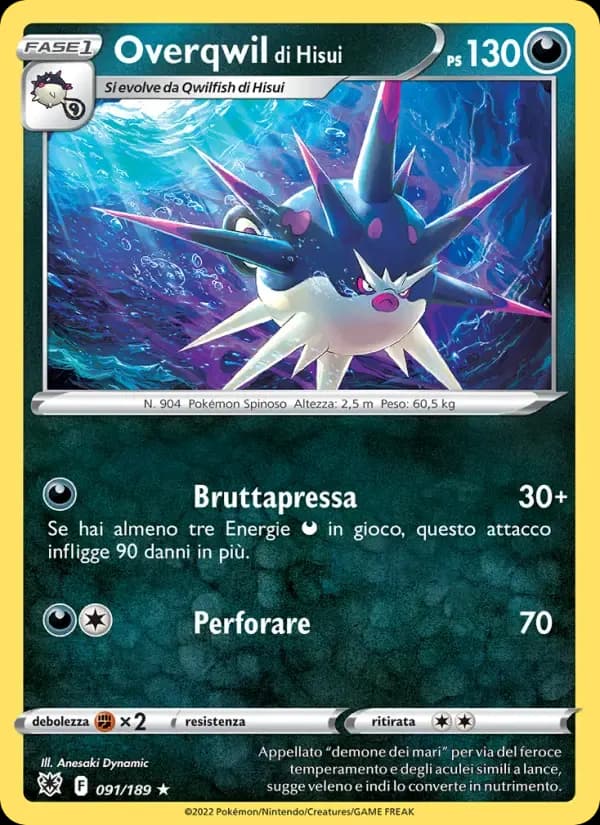 Overqwil di Hisui — Lucentezza Siderale 91 Italian Pokémon card