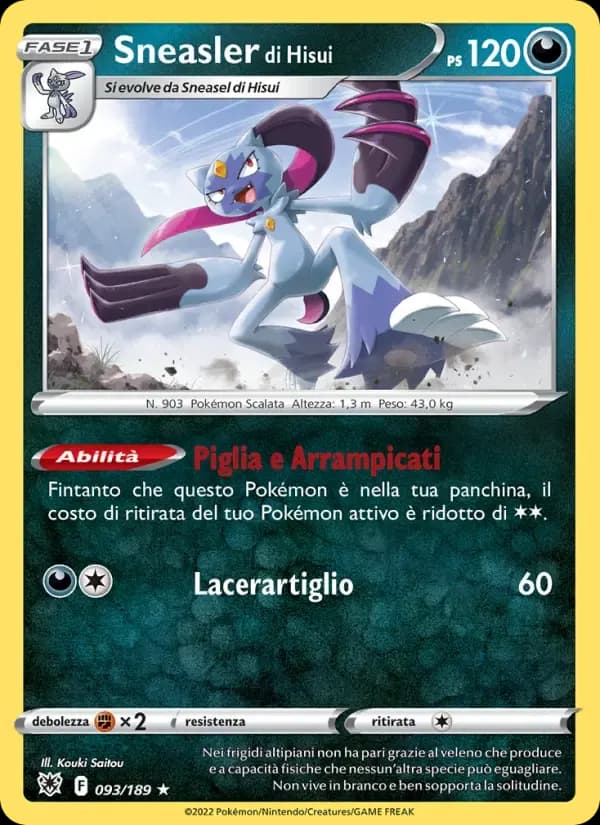 Sneasler di Hisui — Lucentezza Siderale 93 Italian Pokémon card