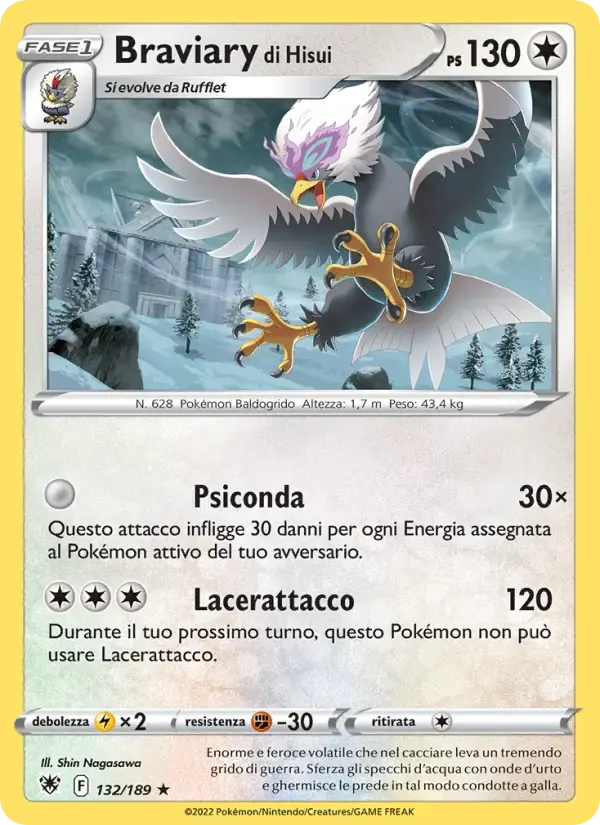 Braviary di Hisui — Lucentezza Siderale 132 Italian Pokémon card