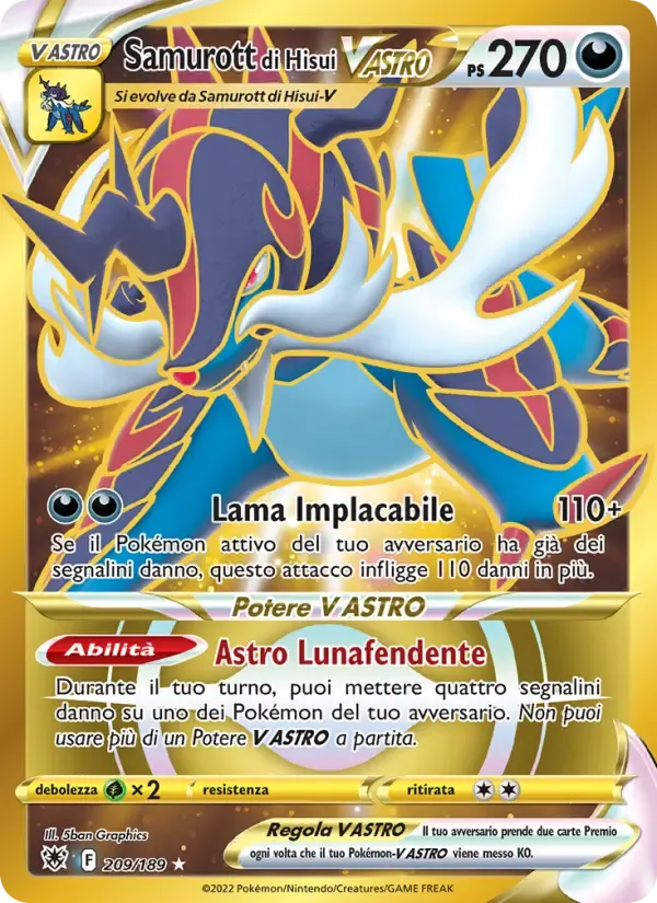 Samurott di Hisui V ASTRO — Lucentezza Siderale 209 Italian Pokémon card