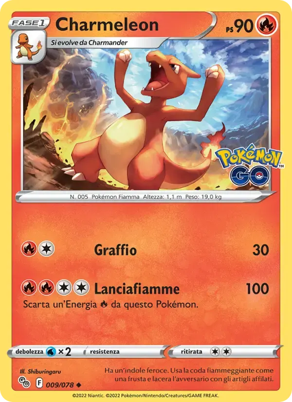 Charmeleon — Pokémon GO 9 Italian Pokémon card