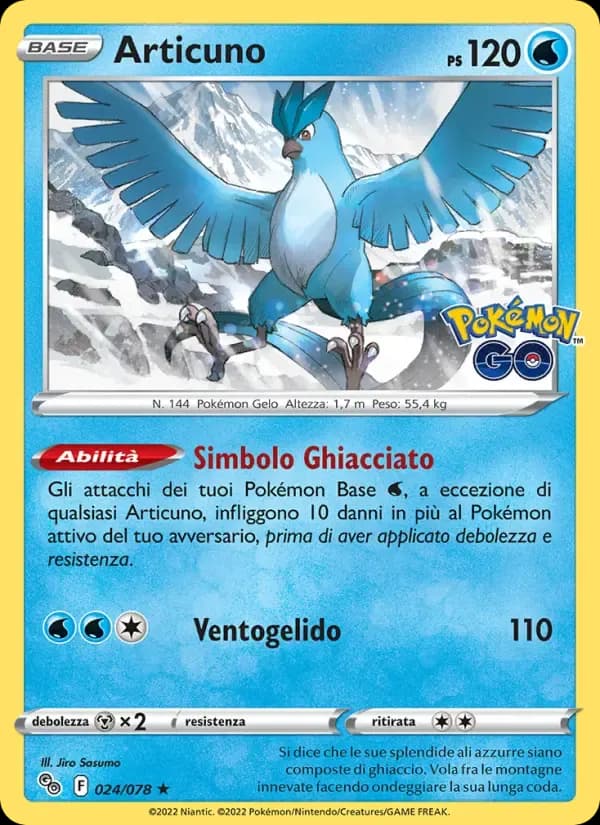 Articuno — Pokémon GO 24 Italian Pokémon card