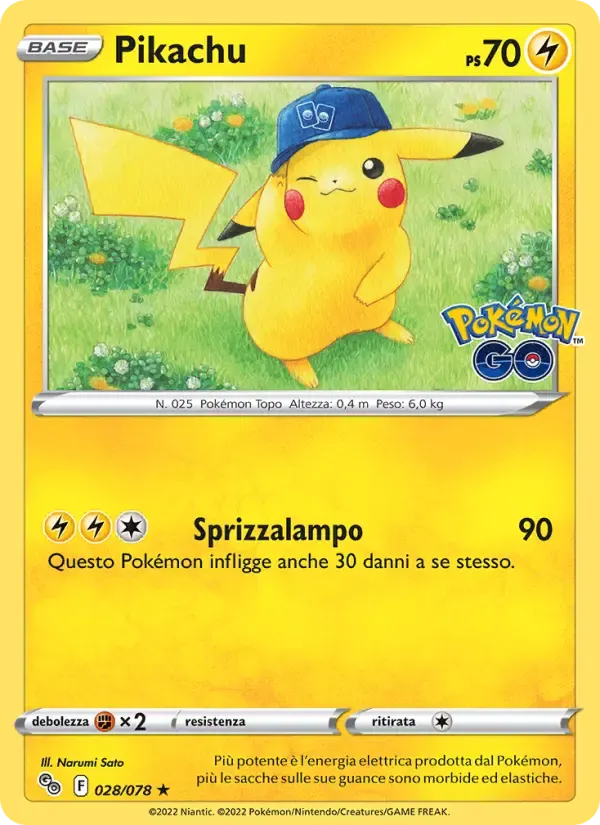 Pikachu — Pokémon GO 28 Italian Pokémon card