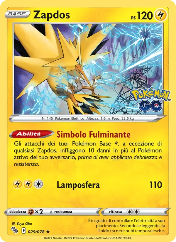 Zapdos — Pokémon GO 29 Italian Pokémon card