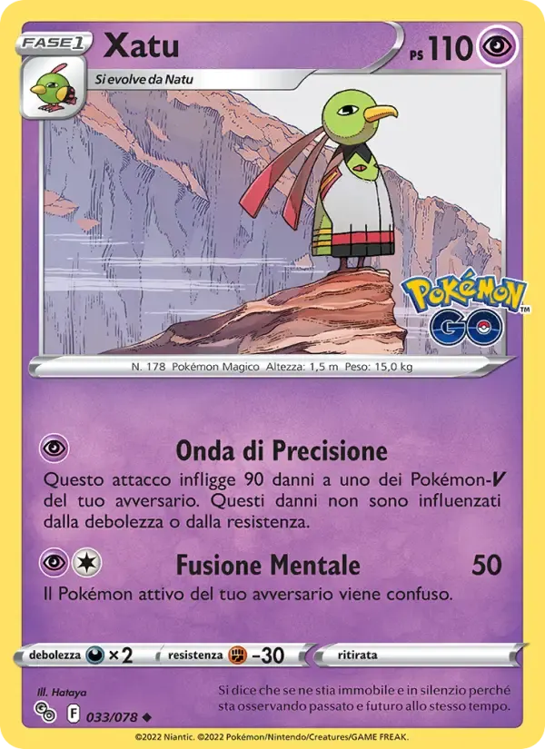 Xatu — Pokémon GO 33 Italian Pokémon card