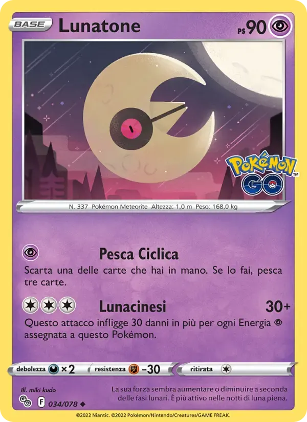 Lunatone — Pokémon GO 34 Italian Pokémon card