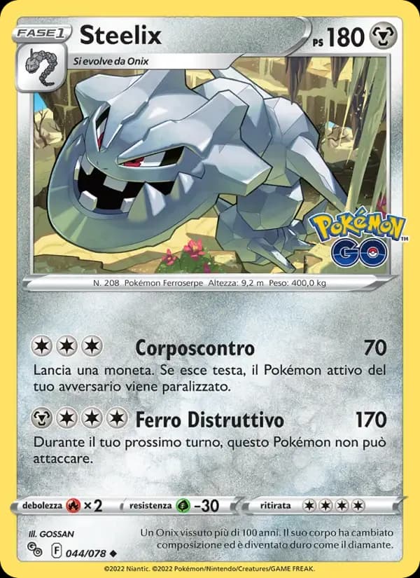 Steelix — Pokémon GO 44 Italian Pokémon card