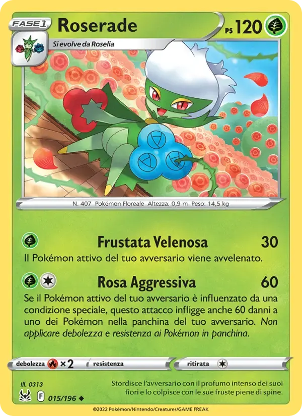 Roserade — Origine Perduta 15 Italian Pokémon card