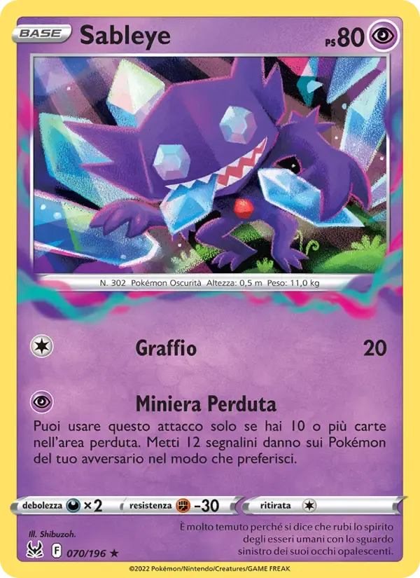 Sableye — Origine Perduta 70 Italian Pokémon card