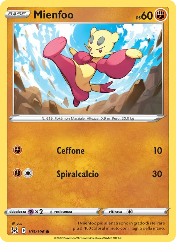 Mienfoo — Origine Perduta 103 Italian Pokémon card