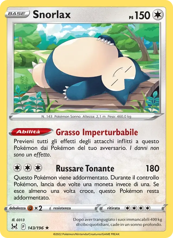 Snorlax — Origine Perduta 143 Italian Pokémon card