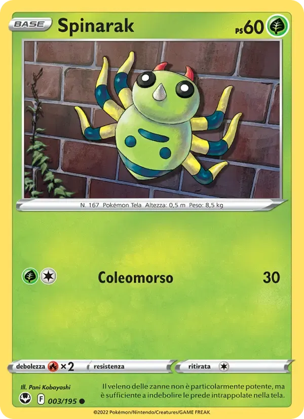 Spinarak — Tempesta Argentata 3 Italian Pokémon card