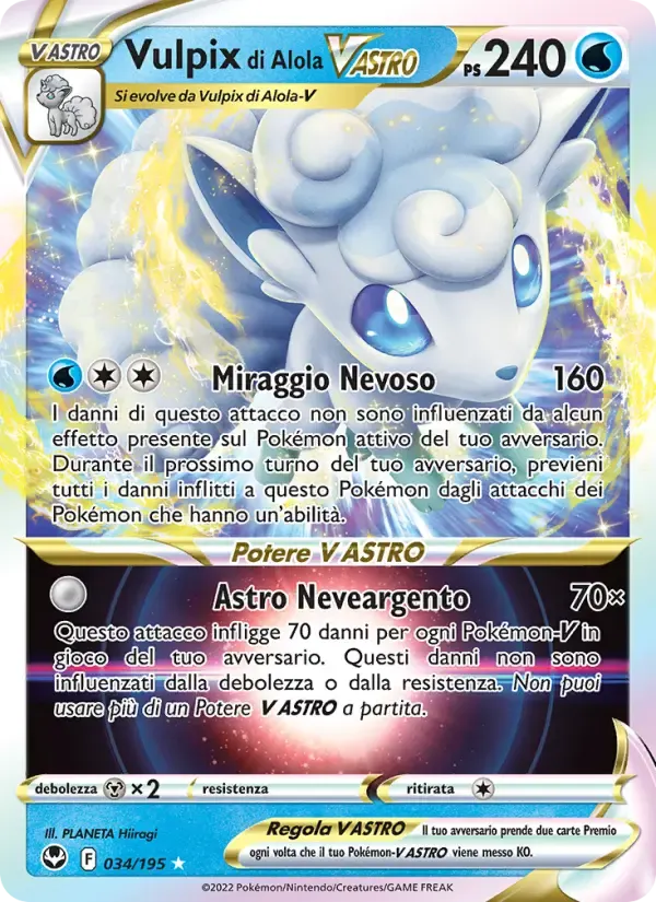 Vulpix di Alola V ASTRO — Tempesta Argentata 34 Italian Pokémon card