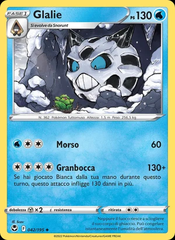 Glalie — Tempesta Argentata 42 Italian Pokémon card