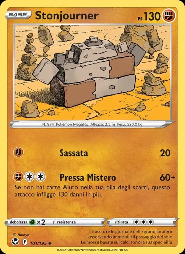 Stonjourner — Tempesta Argentata 101 Italian Pokémon card