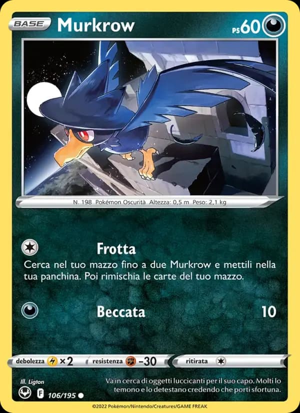 Murkrow — Tempesta Argentata 106 Italian Pokémon card