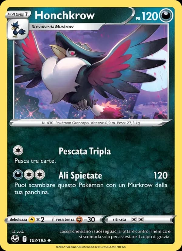 Honchkrow — Tempesta Argentata 107 Italian Pokémon card