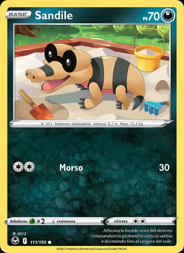 Sandile — Tempesta Argentata 111 Italian Pokémon card