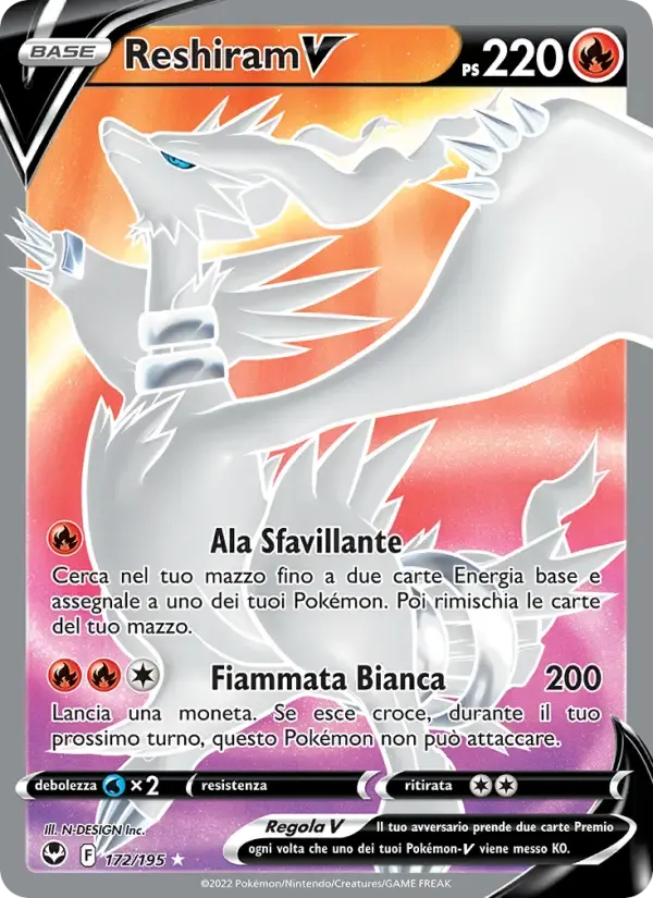 Reshiram V — Tempesta Argentata 172 Italian Pokémon card