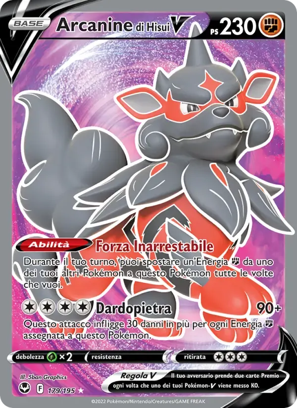 Arcanine di Hisui V — Tempesta Argentata 179 Italian Pokémon card