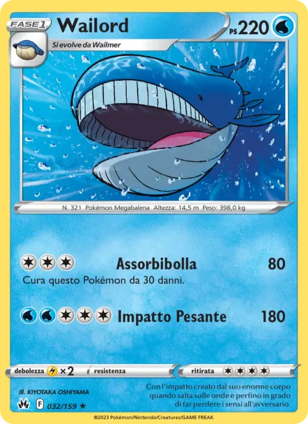 Wailord — Zenit Regale 32 Italian Pokémon card