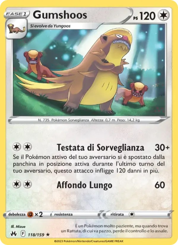Gumshoos — Zenit Regale 118 Italian Pokémon card