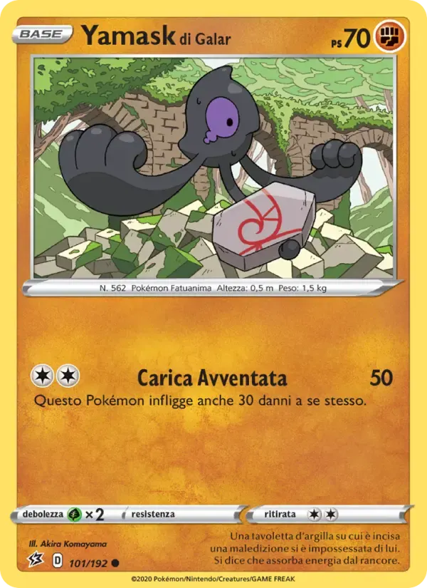 Yamask di Galar — Fragore Ribelle 101 Italian Pokémon card
