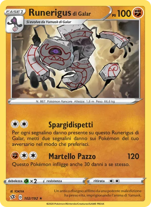 Runerigus di Galar — Fragore Ribelle 102 Italian Pokémon card