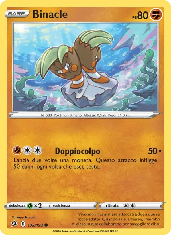Binacle — Fragore Ribelle 103 Italian Pokémon card