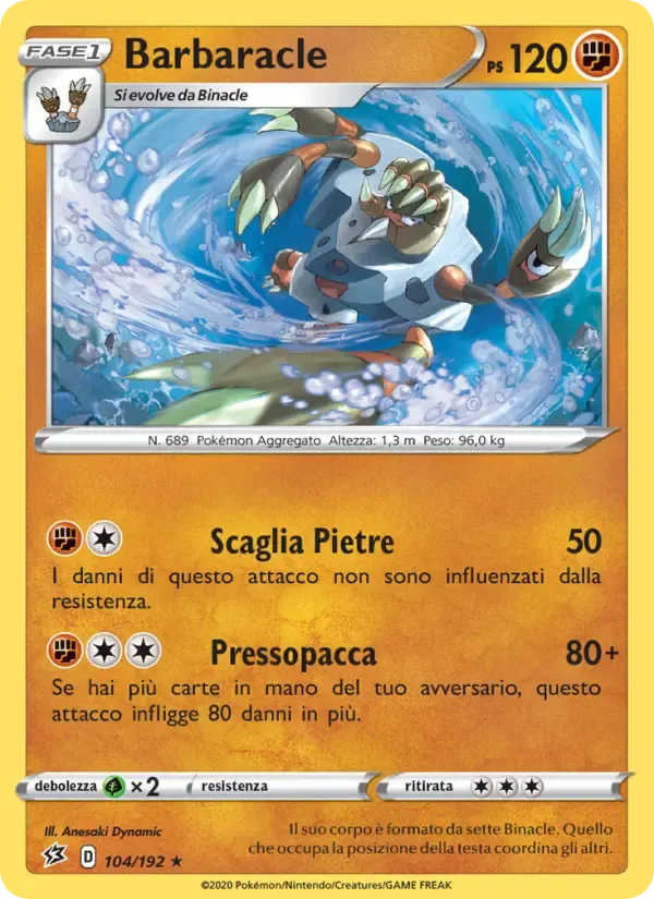 Barbaracle — Fragore Ribelle 104 Italian Pokémon card
