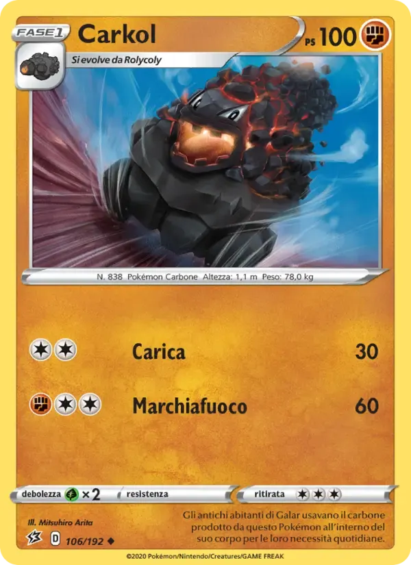 Carkol — Fragore Ribelle 106 Italian Pokémon card