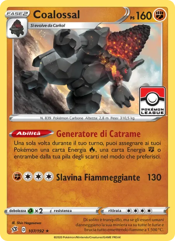 Coalossal — Fragore Ribelle 107 Italian Pokémon card