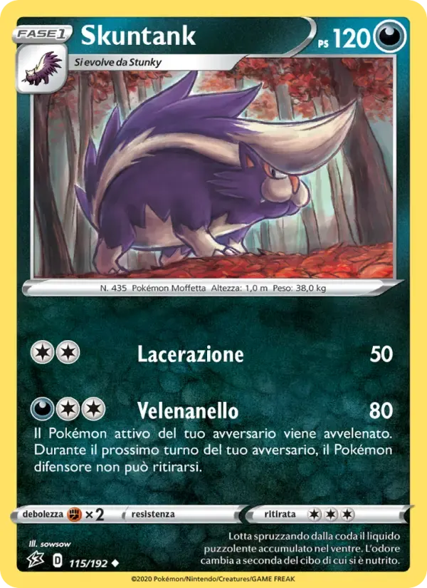 Skuntank — Fragore Ribelle 115 Italian Pokémon card
