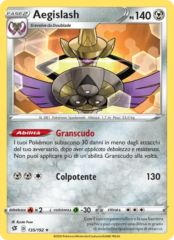 Aegislash — Fragore Ribelle 135 Italian Pokémon card