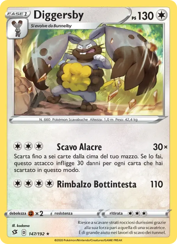 Diggersby — Fragore Ribelle 147 Italian Pokémon card